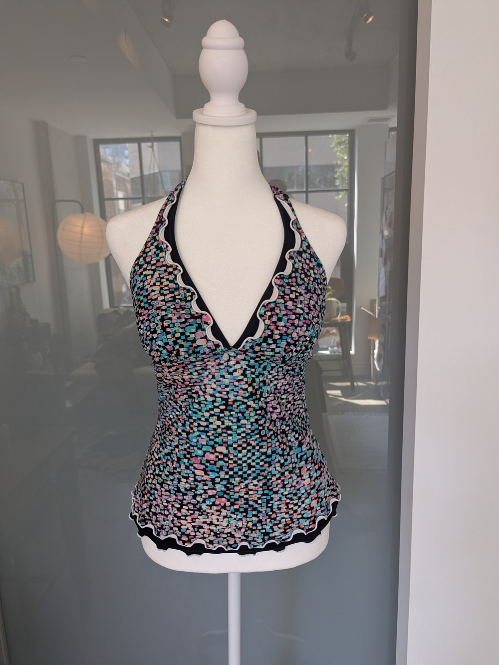 Profile by Gottex Tankini Top Size 8 Multicolor Halter Ruffle Swimwear